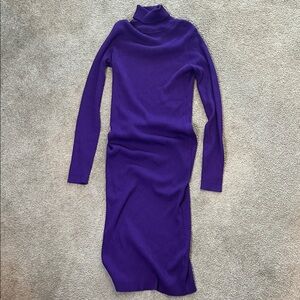 Elegant Purple Turtleneck Dress